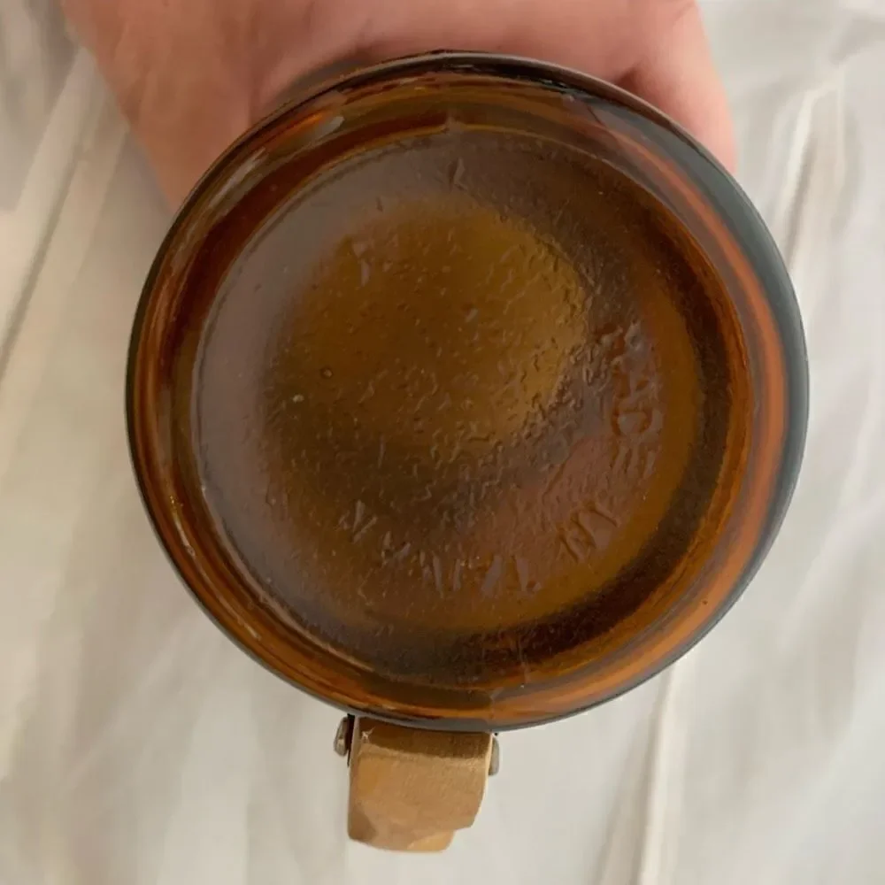 Vintage Texas Gulf Coast Souvenir Brown Glass Mug Wood Handle